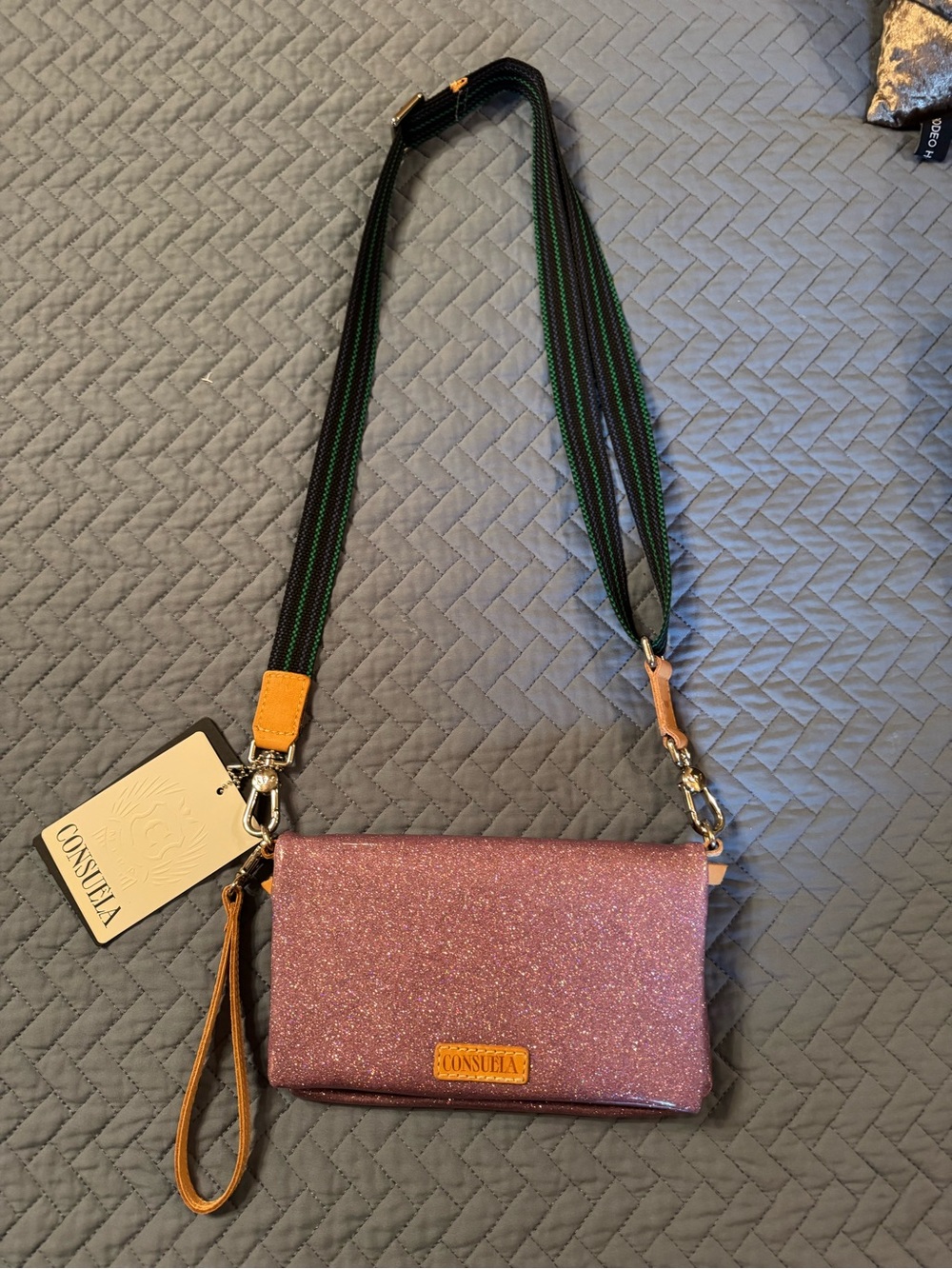 NWT Consuela Lyndz Uptown Crossbody Bag - Purple Glitter